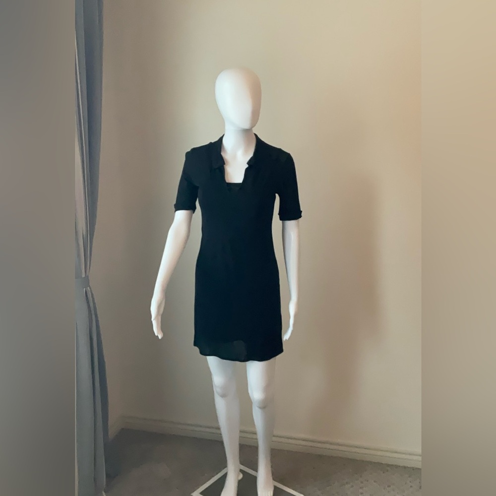 Women’s black sheer collard mini dress